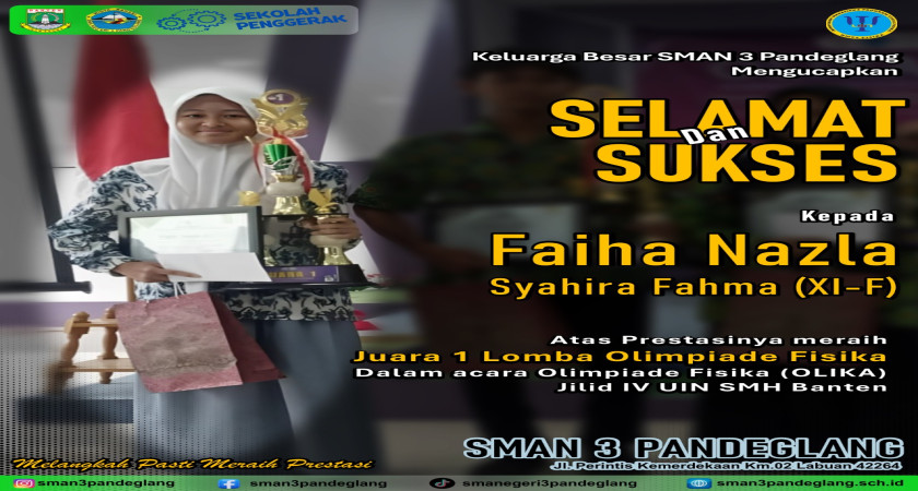Juara 1 Olimpiade Fisika (OLIKA)  (UIN SMH Banten) Tahun 2024