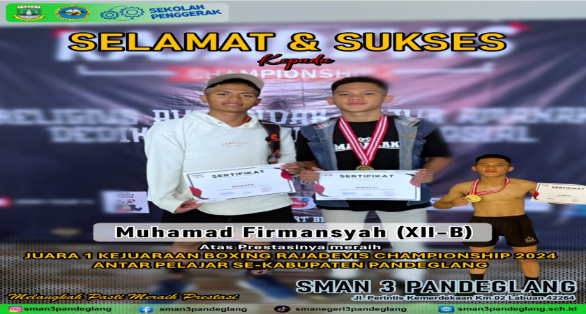 Siswa SMAN 3 Pandeglang Raih Juara 1 Kejuaran RAJADEVIS CHAMPIONSHIP 2024